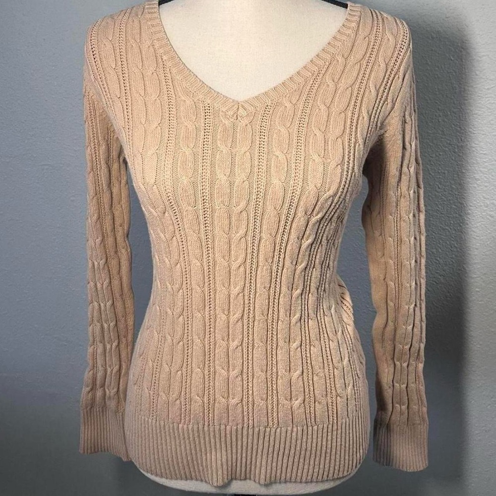 st. john’s bay v-neck cable knit sweater